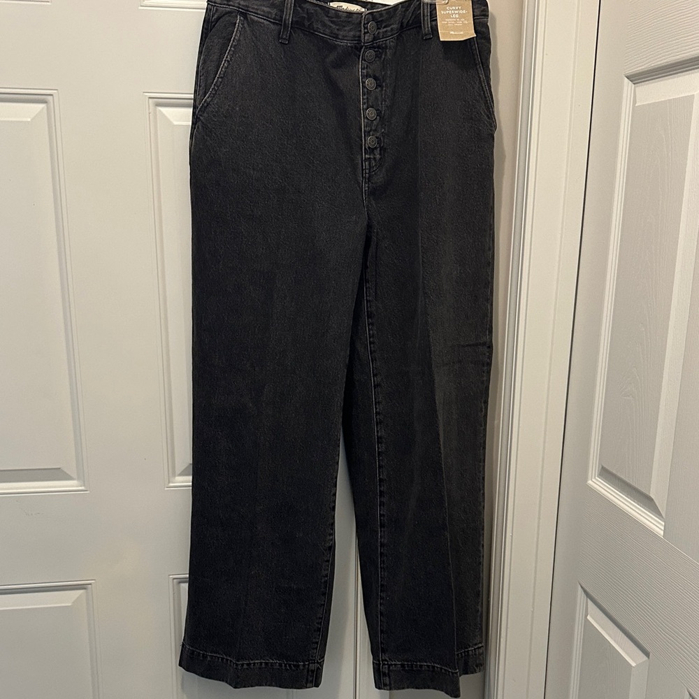 Madewell Women’s Black washed wide-legged Jeans